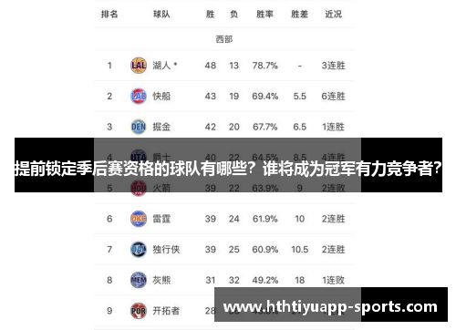 提前锁定季后赛资格的球队有哪些？谁将成为冠军有力竞争者？