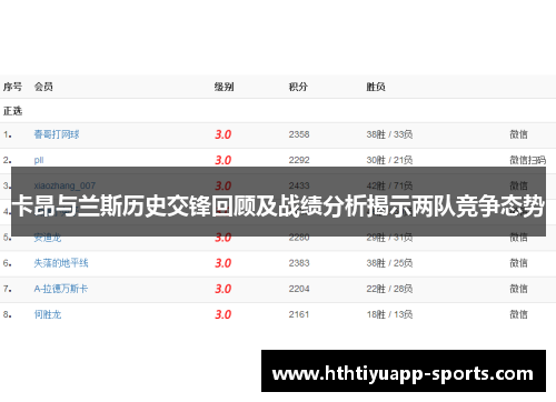 卡昂与兰斯历史交锋回顾及战绩分析揭示两队竞争态势